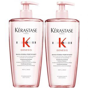 K&Eacute;RASTASE Genesis - Bain Hydra-Fortifiant - Shampoing Fortifiant Anti-Chute - Purifie & Renforce - Aminexil - Edelweiss & Racine de Gingembre - Cheveux Fins & Fragiles 500 ml x2 DUO (Peyrouse Hair Shop, neuf)