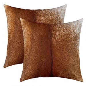 Cuir Vache Taie D'Oreiller 40x40cm Lot De 2 Soft Cuir Vache Imprimer Housse De Coussin Pour Le Salon Chambre &Agrave; Canap&eacute;er Housse Coussin Western Ferme Animaux Brun Taie Oreiller Pour Canap&eacute; Chaise (Bofanshangmao, neuf)