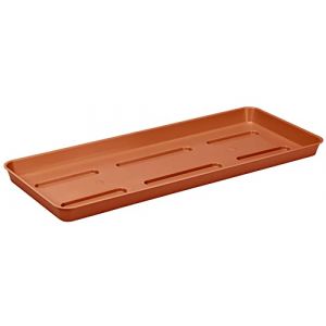 VERDENIA Draco Soucoupe pour Pot de Fleurs pour Plantes et Herbes - Soucoupe pour l'ext&eacute;rieur - en Plastique - L&eacute;ger et Stable - Rectangulaire - 40 x 15 x 2,5 cm - Terracotta (brick'n'bloom, neuf)