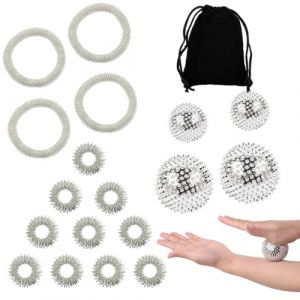 Liekadijiae 4 Balles de Massage Magn&eacute;tique,10 Bague de Massage Des Doigts,4 Bracelets Massage,Bague de massage Des Doigts,Boule de Massage Pour Soulager Stress,Aide Pour Soulager Le Stress ou Le Massa (Liekadijiae, neuf)