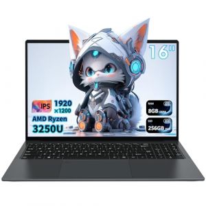 Pryloxen Ordinateur Portable 16" FHD Ultra-Fin - Processeur Ryzen 3 3250U 3.5 GHz | 8 Go DDR4 + 256 Go SSD | Écran IPS 1920x1200 | Clavier Rétroéclairé | WiFi 5G | Design Léger 1,68 kg (JiuFangYingTong, neuf)