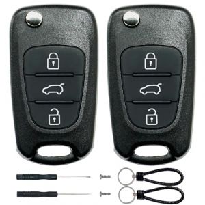 SUPALAND Coque Cl&eacute; 2 pi&egrave;ces 3 Boutons Compatible pour Hyundai i10 i20 i30 ix20 ix35 & Kia Rio Ceed Sportage Venga Soul Sorento, T&eacute;L&eacute;Commande Coque Voiture-R&eacute;Tractables avec Lame. (EUSUPALAND, neuf)