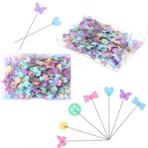 DOPENSPI Lot de 500 &eacute;pingles droites &agrave; t&ecirc;te plate, 5 styles d'&eacute;pingles &agrave; coudre avec t&ecirc;te color&eacute;e, &eacute;pingles droites avec bo&icirc;te de rangement pour projets de couture, bricolage, couture, d&eacute;coration de (subtle fragrance, neuf)