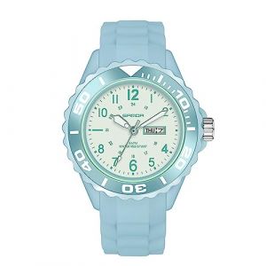 FORSINING Montre pour femme, analogique, &agrave; quartz, sportive, bracelet en silicone, &eacute;tanche, montre d'infirmi&egrave;re, calendrier, date, 24 heures, avec aiguille des secondes, bleu, bracelet (Global Fashion Show, neuf)