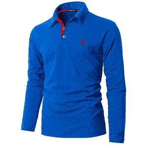 KUNJLELP Mode Polo pour Homme Manches Longues Broderie Girafe T-Shirt Slim Coton Polo de Travail Golf Rugby M-3XL,A-Bleu 3,3XL (Chuanghui-EU, neuf)