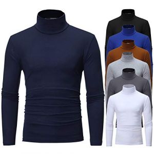 Homme T-Shirt Thermique Manches Longues Haut Thermique Hiver Pull Chaud Maillot de Corps sous-Vêtement de Détente Chemise à Col Roulé Top Sport Sweat Homme M-3XL (SUNNSEAN, neuf)