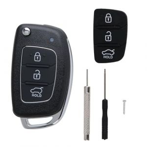 Coque pour Cl&eacute; de Voiture Compatible avec Hyundai i10 i20 i30 i40 ix20 ix30 ix35 ix45 ix55 Tucson Santa Fe Elantra Accent 3 Boutons Silicone T&eacute;l&eacute;commande Remplacement Bo&icirc;tier Cl&eacute; de Voiture (CanJiaLiMao, neuf)