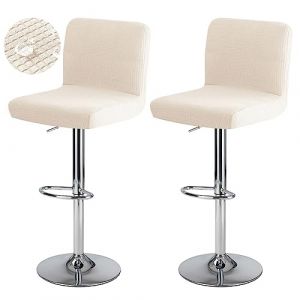 Levoberg Housse de Tabouret de Bar avec Dossier Imperméable Couverture de Chaise Haute de Bar Extensible Housse de Chaise de Salle à Manger Pivotante Lavable 2 Pièces Beige (Levoberg-EU, neuf)