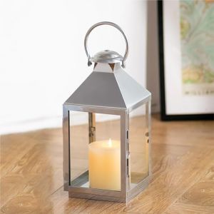 NUPTIO Lanterne Bougie Exterieur Argent - 35cm Métal Lanternes Outdoor Funéraire Cimetière Bougie Résistant Aux Intempéries Lanterne Jardin Extérieur Bougeoir Lumière du Vent Intérieur (BeautyTime24, neuf)