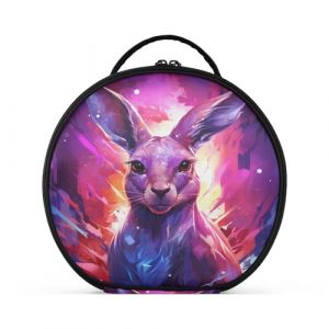Kangourou De Feu Abstrait Violet Créativité Trousse Sac Cosmétique Circulaire de Maquillage Pochette Sacs avec Cloisons Amovibles pour Voyage Filles (HULAHULA, neuf)