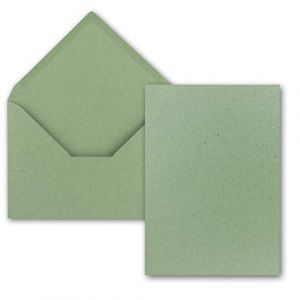 Lot de 25 cartes avec enveloppes, en papier kraft - Cartes simples au format A5 (14,8 x 21 cm) - Enveloppes au format C5 (15,7 x 22,5 cm) - Avec fermeture par collage humide - Vert (GUSTAV NEUSER GmbH, neuf)