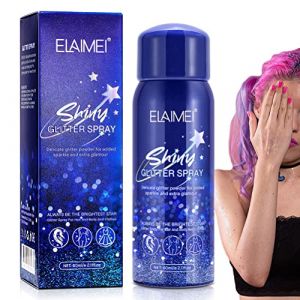 Spray scintillant brillant, spray scintillant pour le corps et les cheveux, spray en poudre scintillante, laque &agrave; paillettes argent&eacute;es, spray de paillettes pour le corps et les cheveux de maquillage (Fenwies-EU, neuf)