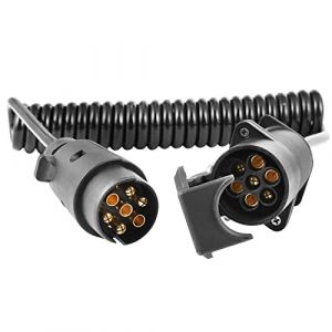 AGRISHOP Rallonge Remorque 7Broches 2.5m,12V Rallonge Spirale Câble Remorque 7Broches Prise Mâle Female (AGRISHOP, neuf)
