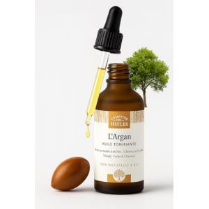 Huile d&rsquo;Argan Bio 50 ml &ndash; 100 % Pure, Press&eacute;e &agrave; Froid &ndash; Certifi&eacute;e COSMOS/ECOCERT &ndash; Visage, Corps & Cheveux (Alguoa - Cosm&eacute;tiques Bio, neuf)