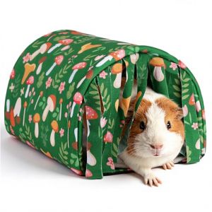 HOTUT Maison pour Cochon d'Inde, Tunnel pour Cobayes avec Rideau, Petits Animaux Couchages Hiver Cabane, Lit en Peluche Lapin, Cabane Lapin Interieur, pour Nain Chinchilla H&eacute;risson Ecureuils (ZHDAYA, neuf)