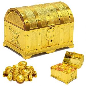 Focenat Boîte de Coffre au Trésor de Pirate,Coffre Pirate En Plastique,Coffre Tresor Enfant,Coffre au Trésor avec Cadenas et Clé,Mini Coffre au Trésor Pirate,pour Trésor Chasse Décoration Fête (LOTUS SILK LIMITED, neuf)