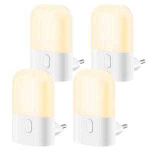 Veilleuse &Eacute;lectrique CandLuc, Veilleuse Enfant avec Capteur de Cr&eacute;puscule, 3 Niveaux de Luminosit&eacute;, 2700K Blanc Chaud, Pour Chambre B&eacute;b&eacute;, Cuisine, Couloir, Escalier, Salon (TENGXII, neuf)