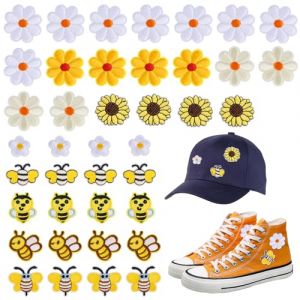 40 Pcs Patch Thermocollant Vetement, Ecusson Thermocollant Marguerite et Abeille, Mignons Ecusson a Coudre pour Vêtements, Pantalons, Sacs (Shanchendz, neuf)