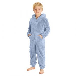 Modaworld Combinaison Pyjama Enfant Fille Garçon 3-12 Ans Douce Pyjama Combinaison Surpyjama pour Enfants Grenouillère Hiver Chaude Doublée Polaire avec Capuche Déguisement Douillet en Peluche (wulizizi, neuf)