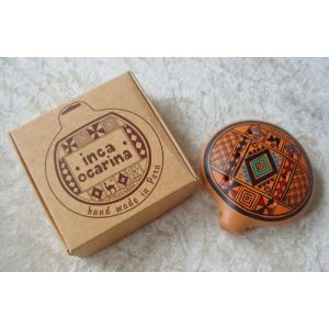 Flûte inca Ocarina, traditionnelle du Pérou, issue du commerce équitable, orange (Purity Style, neuf)