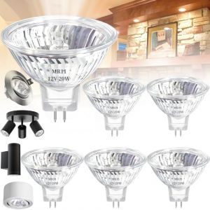 Benaton 6 Pi&egrave;ces Ampoule Spot 35mm Gu4 Dimmable Avec Couvercle En Verre, &Eacute;conomie d'&Eacute;nergie Ampoule Halog&egrave;ne Mr11 12v 20w, Mr11 Gu4 Dimmable Couvercle En Verre Pour Plafonnier (Benaton, neuf)