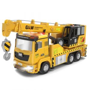 LTFIOON Véhicules de Chantier Enfants, 1:40 Camion Grue Enfant, Engins de Chantier Jouet avec Lumière et Son, Voiture Jeux Construction, Jouets Grue (LTFCash-EU, neuf)