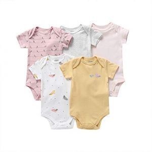 amropi B&eacute;b&eacute; Body Gar&ccedil;ons Lot de 5 Bodies &agrave; Manches Courtes Coton D'&eacute;t&eacute; Combinaison 6-9 Mois,Jaune/Blanc/Rose (YunBao Footwear Trade, neuf)