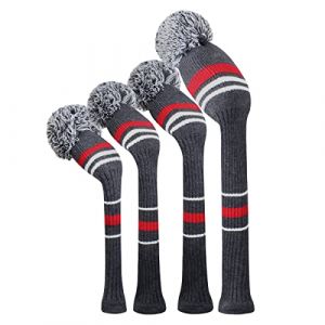 Scott Edward Couvre Club Golf Bois Housse Pom Pom Driver Fairway Hybrid 4 Pack Set, Design Unique Prot&egrave;ge la t&ecirc;te du Club des Rayures et de la poussi&egrave;re (Scott Edward Sports, neuf)