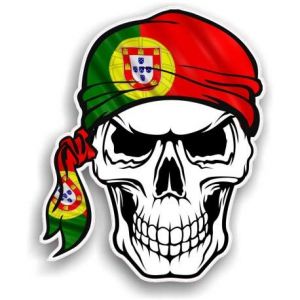 tête mort skull bandana Portugal 6842 autocollant adhésif sticker - Taille : 12 cm (Giroud Garampon, neuf)