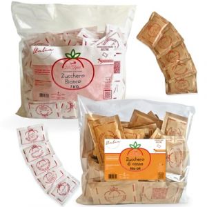 Sucre & Proverbes 20tipici - 100 Sachets de cassonade + 200 Sachets Sucre Blanc de 5gr avec phrases et citations italiennes (200 Sachets blanc + 100 Sachets cassonade, BLANC + CASSONADE) (Lagunashop, neuf)