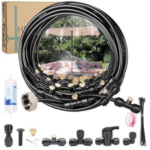Brumisateur Terrasse,Tuyau Brumisateur Terrasse Exterieur,Kit Brumisateur Terrasse,Buses De Brume Avec Joint En T, Kit De Tuyau Brumisateur Par Brume Pour Jardin Parasols Avec Filtre à Eau (10M) (Htianyi-eu, neuf)