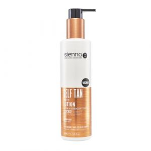 Sienna X Lotion teint&eacute;e autobronzante 200 ml Cr&egrave;me bronzante naturelle sans traces pour les vacances avec th&eacute; vert et &eacute;corce de citron. Formule longue dur&eacute;e pour le visage et le corps. (Sienna X, neuf)