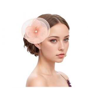 Chapeau bibi vintage pour femme - Voile de mariée - Accessoire de cheveux - Plume - Voile - Banquet - Chapeau en maille - Barrettes à cheveux élégantes - Pour carnaval, cocktail, thé (Woybda, neuf)