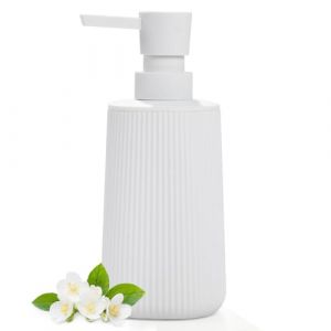 Distributeur Savon Blanc pour Salle de Bain, Rechargeable Distributeur Liquide Vaisselle, Distributeur Savon Cuisine pour Plan de Travail (Blanc) (AJEUNGAIN, neuf)