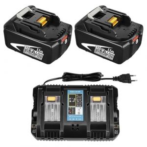 [2 Pièces] Powayup Remplacement pour Makita 18V Batterie Bl1850B + 7A pour Makita Chargeur 18V DC18RD Dual Port Chargeur DC18RD DC18RC pour Batterie BL1850B BL1850 BL1840 BL1830 (PowayupDirect-FR, neuf)