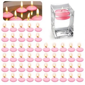 Lot de 50 bougies flottantes roses - Bougies flottantes - Bougies flottantes non parfum&eacute;es - Bougies chauffe-plat pour piscine de mariage, baignoire de Saint-Valentin, d&eacute;coration de No&euml;l (rose) (Kayuneed, neuf)