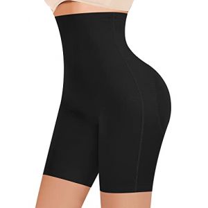 Culotte Gainante Femme Ventre Plat Invisible Taille Haute Panty Gainant Anti Frottement Cuisse Minceur Shapewear Dentelle Shorts (#2 Noir,S) (YARRCO, neuf)