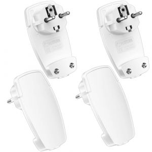 Prise Plate, 4 Pièces Prise Electrique Male, Prise Extra Plate, Prise Male 250V 16A, Fiche Male Prise Electrique, Fiche Male, Fiche Electrique, Fiche Electrique Male, Prise Plate Derriere Meuble Blanc (Timier, neuf)