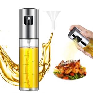 RAYPOW Pulv&eacute;risateur d'huile en verre de 100 ml avec entonnoir, huile d'olive pour friteuse &agrave; air et cuisine, vaporisateur d'huile d'olive et vinaigre (Raypow, neuf)