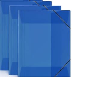 EAAGHK 5 Pcs Chemise Plastique A4 Translucide, Pochette &Eacute;lastique A4 &agrave; Rabat, Chemise &agrave; &Eacute;lastique avec 2 Feuilles d'&Eacute;tiquettes Vierges, Prot&egrave;ge Document et Papier, pour Projets Scolaires Bureau, Bleu (ZHOUHONGWU, neuf)