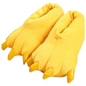 LANFIRE Chaussons patte de dinosaure Pantoufles en peluche Chaussons chauds Chaussures pattes d'animaux Chaussons femme (L (EUR 40-45), yellow) (LANFIRE, neuf)