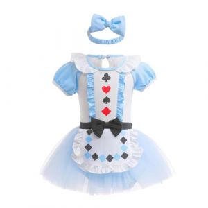 Lito Angels Deguisement Costume Robe Princesse Alice au pays des merveilles avec Bandeau pour Bebe Filles Taille 3-6 mois (étiquette en tissu 70) (Lito Angels FR, neuf)