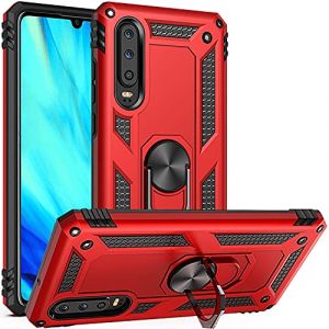 FETRIM Coque pour Huawei P30, &Eacute;tui TPU PC Antichoc Cover Anti Rayure Housse Int&eacute;gr&eacute;e Plaque de Fer avec Bague Rotatif Support pour Huawei P30 Rouge (TaiDeLuanTech, neuf)