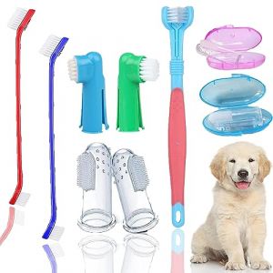 QeeHeng Lot de 9 brosses &agrave; dents pour animaux de compagnie, brosse &agrave; dents de doigt pour chien, brosse &agrave; dents &agrave; 360 degr&eacute;s pour nettoyer les dents des animaux domestiques, enlever la mauvaise haleine (PTCCTV PI For You, neuf)