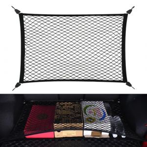 Filet de Rangement 80x100cm Peut Être Étendu Jusqu'À 210×140cm Filet Coffre Voiture Filet de Rangement Coffre avec 4 Crochets Haute Élasticité pour Camions SUV Auto (Signal of victory, neuf)