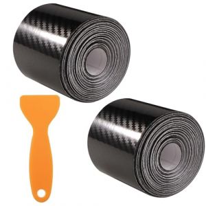 DXLing 2 Pièces Carbone Adhésif pour Voiture 5cm x 5m Film de Protection Universel pour Seuil de Porte de Voiture Fibre de Carbone 5D Film de Protection Autocollant Adhésif pour Protection de Voiture (PhixB, neuf)