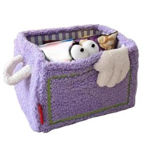 Panier de Rangement en Velours avec Poignées, Panier de Rangement Rectangulaires, Panier à Linge Sale Tissé, Pliable Organisateur de Paniers pour Chambre, Salle de Bain, Jouets et Stockage (Violet) (Surakey, neuf)