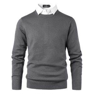 Harbrosrce Pull Homme Col de Faux Chemise Manches Longues Thermal sous-Pull Basique Tricot Pullover Pulls Chauds Aotonne Hiver Pull-Over (Harbrosrce, neuf)