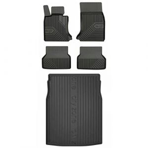 MOTOS Kit de Tapis de Voiture et de Tapis de Coffre en Caoutchouc pour BMW Serie 5 E60 2003-2010 Améliorez Votre Confort de Voyage avec Tapis antidérapant Voiture 3D- Tapis de Sol Voiture Tous Temps, (MOTOS EU, neuf)