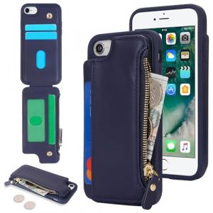 SailorTech Etui pour iPhone 7/8/SE2/SE3 &Eacute;tui avec Porte-Cartes de cr&eacute;dit, Housse pour iPhone SE 2020/SE 2022 &Eacute;tui &agrave; Fermeture &eacute;clair Portefeuille avec Fentes pour Cartes de cr&eacute;dit-Bleu (Sailor-Tech, neuf)